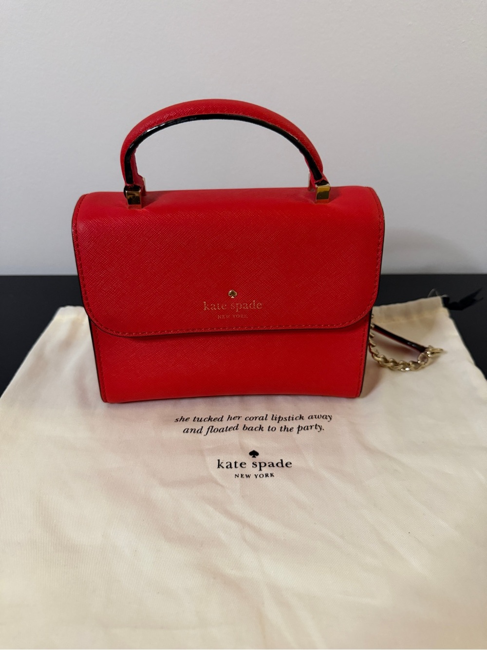 kate spade Red Saffiano Top-Handle Crossbody with Chain Strap